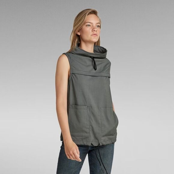 G Star Mock Neck Top Sleeveless Shirt Graphite Women's Size Medium NWT - Picture 2 of 7